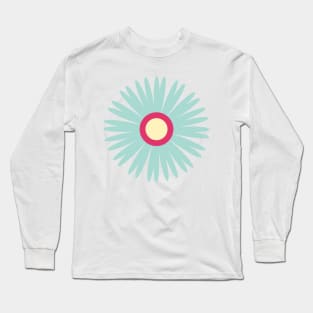 Retro Flower in light blue, pink and yellow Long Sleeve T-Shirt